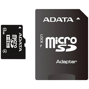 Флеш карта microSD 8GB A-DATA microSDHC Class 4 (SD адаптер)