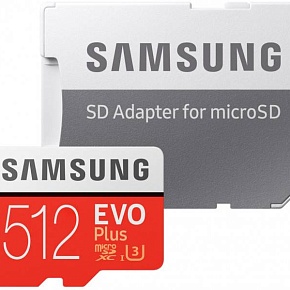 Флеш карта microSD 512GB SAMSUNG EVO PLUS microSDХC Class 10, UHS-I, U3 (SD адаптер) 100MB/s,90MB/s