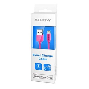 Кабель A-DATA Lightning-USB для зарядки и синхронизации iPhone, iPad, iPod (сертифицирован Apple) 1м, Pink