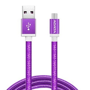 Кабель A-DATA microUSB-USB для зарядки и синхронизации 1м, металлический, Purple