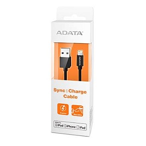Кабель A-DATA Lightning-USB для зарядки и синхронизации iPhone, iPad, iPod (сертифицирован Apple) 1м, Black