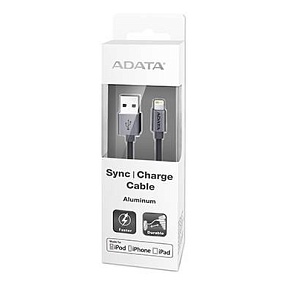 Кабель A-DATA Lightning-USB для зарядки и синхронизации iPhone, iPad, iPod (сертиф. Apple) 1м, металлический, Titanium