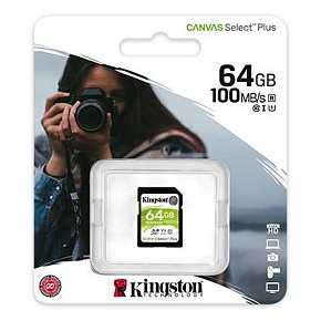 Флеш карта SD 64GB Kingston SDXC Class 10 UHS-I U1 V10 Canvas Select Plus 100Mb/s