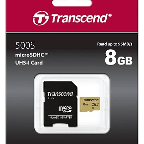 Флеш карта microSD 8GB Transcend microSDHC Class 10 UHS-I U-1 (SD адаптер), MLC