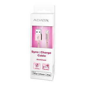 Кабель A-DATA Lightning-USB для зарядки и синхронизации iPhone, iPad, iPod (сертиф. Apple) 1м, металлический, Rose Gold