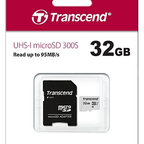 Флеш карта microSD 32GB Transcend microSDHC Class 10 UHS-1 U1, (SD адаптер), TLC