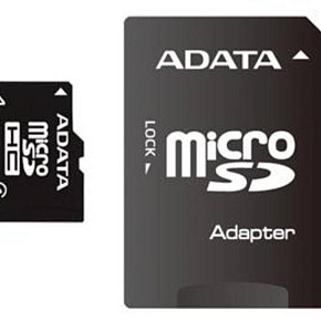 Флеш карта microSD 4GB A-DATA microSDHC Class 4 (SD адаптер)