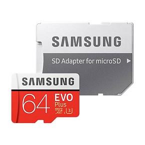 Флеш карта microSD 64GB SAMSUNG EVO PLUS microSDXC Class 10, UHS-I, U3 (SD адаптер) 60MB/s,100MB/s
