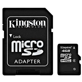 Флеш карта microSD 4GB Kingston microSDHC Class 4 (SD адаптер)